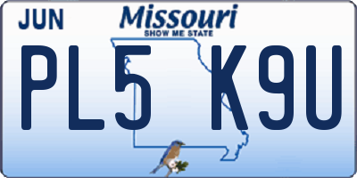MO license plate PL5K9U