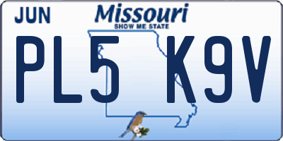 MO license plate PL5K9V