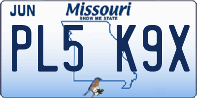 MO license plate PL5K9X