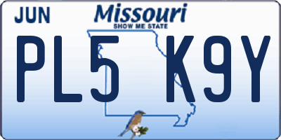 MO license plate PL5K9Y