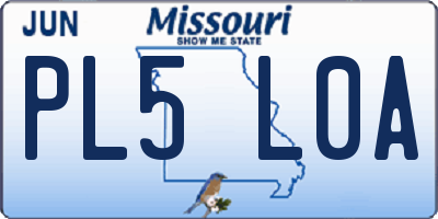 MO license plate PL5L0A
