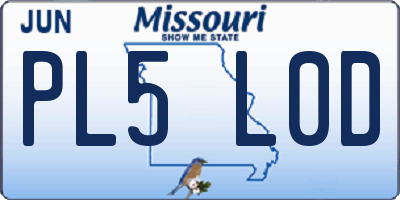 MO license plate PL5L0D
