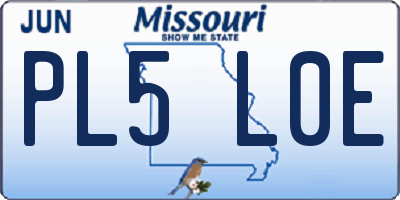 MO license plate PL5L0E