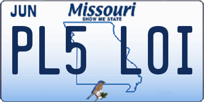 MO license plate PL5L0I