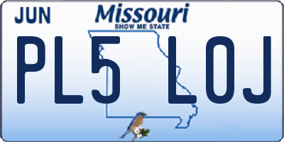 MO license plate PL5L0J