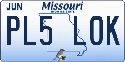 MO license plate PL5L0K