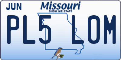 MO license plate PL5L0M