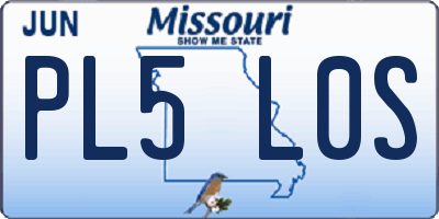 MO license plate PL5L0S