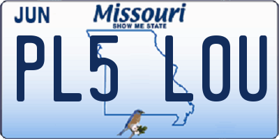 MO license plate PL5L0U