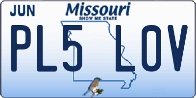 MO license plate PL5L0V