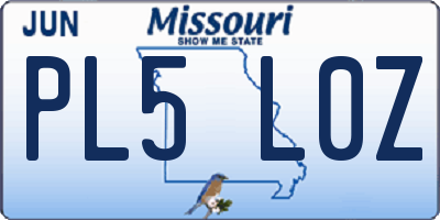 MO license plate PL5L0Z