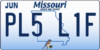 MO license plate PL5L1F