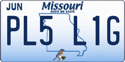 MO license plate PL5L1G