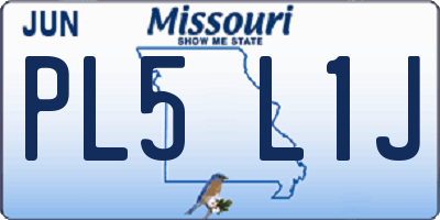 MO license plate PL5L1J