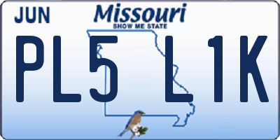 MO license plate PL5L1K