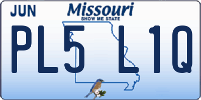 MO license plate PL5L1Q