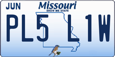 MO license plate PL5L1W