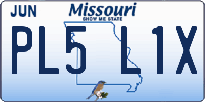 MO license plate PL5L1X