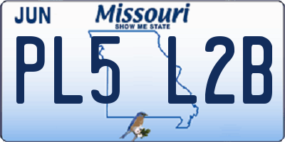 MO license plate PL5L2B