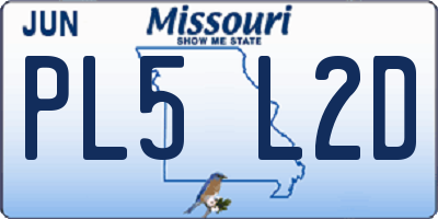 MO license plate PL5L2D