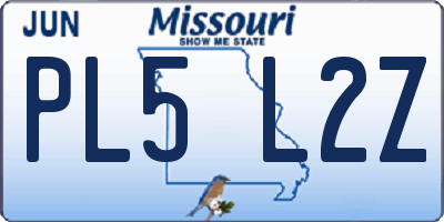MO license plate PL5L2Z