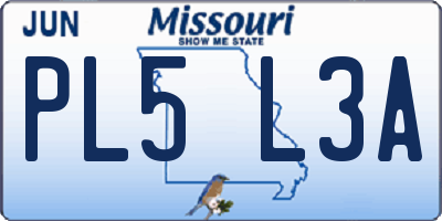 MO license plate PL5L3A