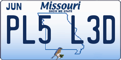 MO license plate PL5L3D