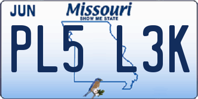 MO license plate PL5L3K