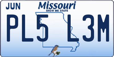 MO license plate PL5L3M
