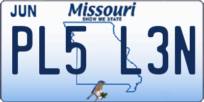 MO license plate PL5L3N