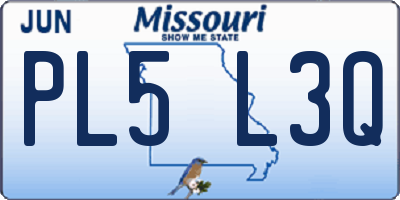 MO license plate PL5L3Q