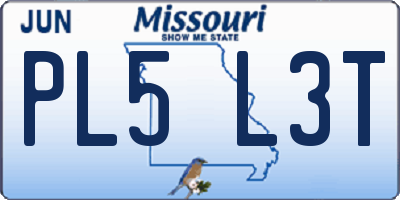 MO license plate PL5L3T