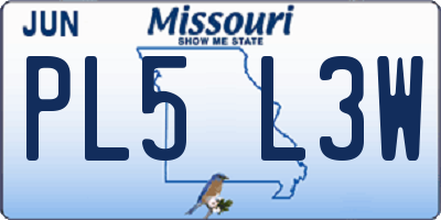 MO license plate PL5L3W
