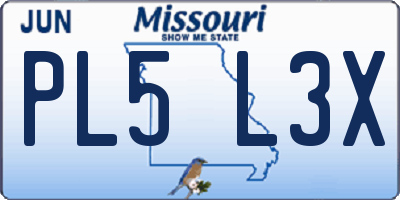 MO license plate PL5L3X