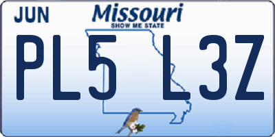 MO license plate PL5L3Z