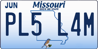MO license plate PL5L4M