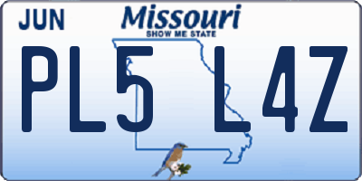 MO license plate PL5L4Z