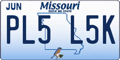MO license plate PL5L5K