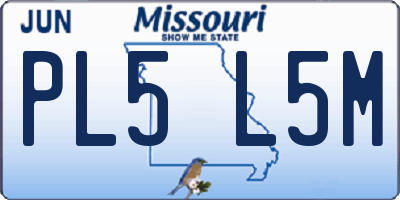 MO license plate PL5L5M