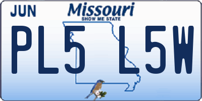 MO license plate PL5L5W