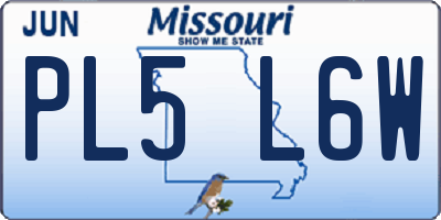 MO license plate PL5L6W