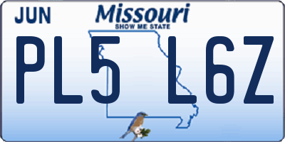 MO license plate PL5L6Z