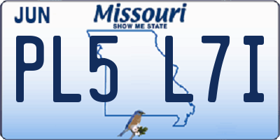 MO license plate PL5L7I