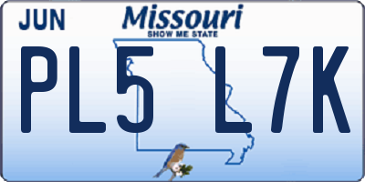 MO license plate PL5L7K