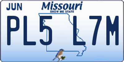 MO license plate PL5L7M