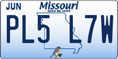 MO license plate PL5L7W