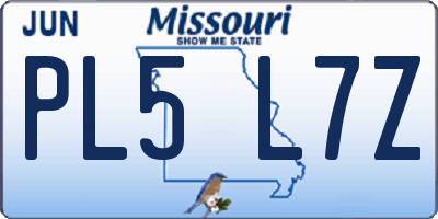 MO license plate PL5L7Z