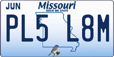 MO license plate PL5L8M