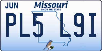 MO license plate PL5L9I
