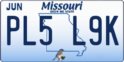 MO license plate PL5L9K